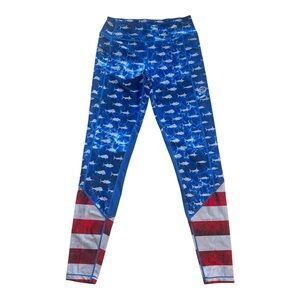 Pelagic Oceanflex American Flag Patriotic Leggings Pants Women’s S Fishing Boat